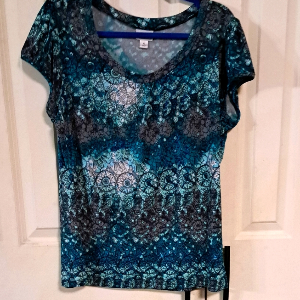 Elegant Blue Patterned Women's Top
